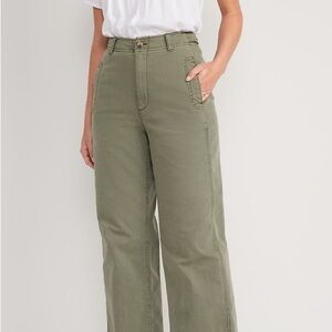 Old Navy Extra High-Waisted Wide-Leg Workwear Pants Green Size 8 Tall